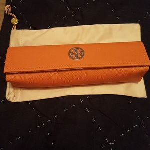 Tory Burch reading glasses case with microfiber